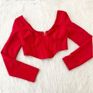 Lulus Red Long Sleeve Crop Top